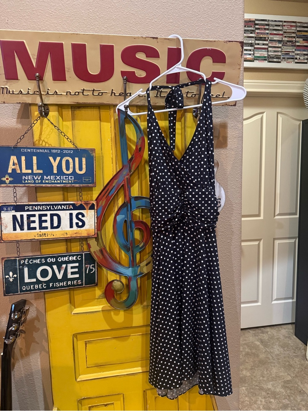 Polka Dot Halter Fit-and-Flare Dress